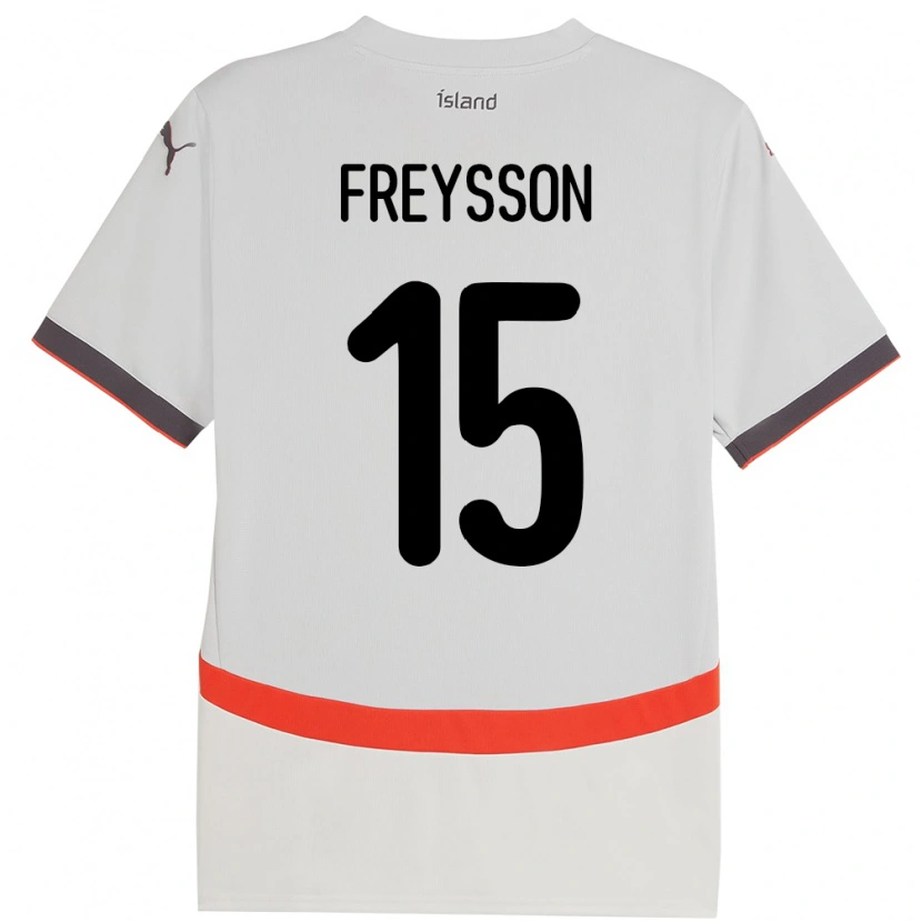 Danxen Dame Island Fjölnir Freysson #15 Hvit Bortetrøye Drakt Trøye 24-26 Skjorter T-Skjorte