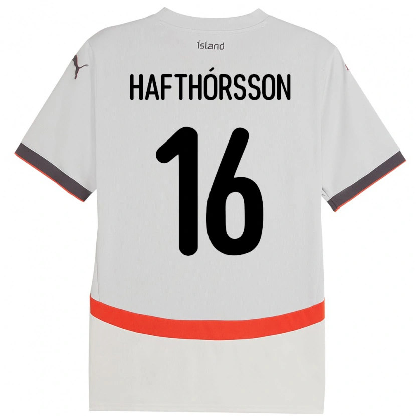 Danxen Dame Island Gestur Alexander Hafthórsson #16 Hvit Bortetrøye Drakt Trøye 24-26 Skjorter T-Skjorte