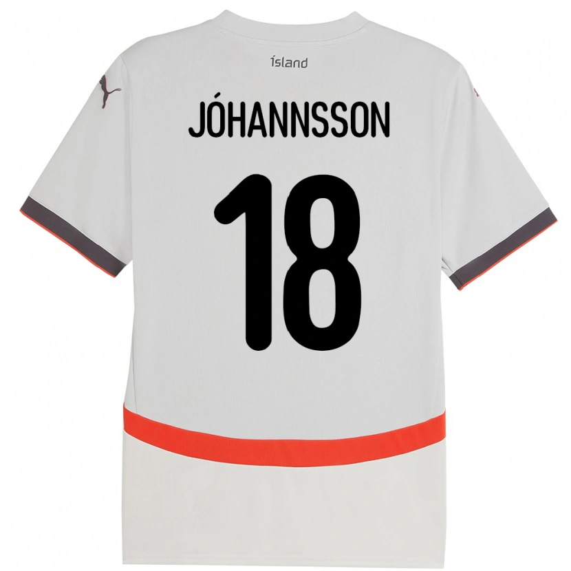 Danxen Dame Island Helgi Jóhannsson #18 Hvit Bortetrøye Drakt Trøye 24-26 Skjorter T-Skjorte
