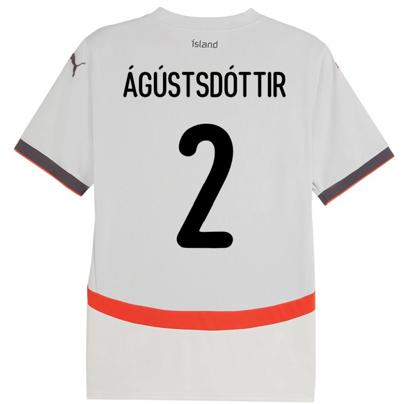Danxen Dame Island Berglind Rós Ágústsdóttir #2 Hvit Bortetrøye Drakt Trøye 24-26 Skjorter T-Skjorte