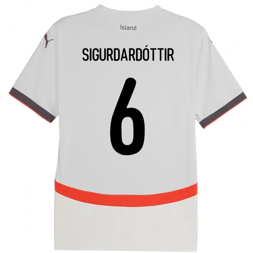 Danxen Dame Island Ingibjörg Sigurðardóttir #6 Hvit Bortetrøye Drakt Trøye 24-26 Skjorter T-Skjorte