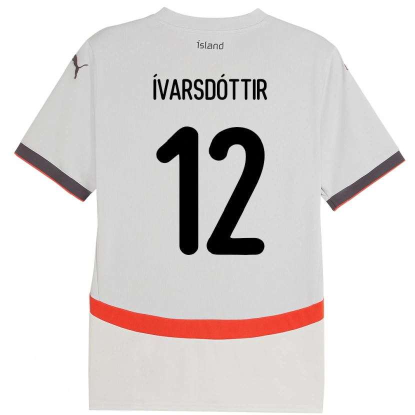 Danxen Dame Island Telma Ívarsdóttir #12 Hvit Bortetrøye Drakt Trøye 24-26 Skjorter T-Skjorte