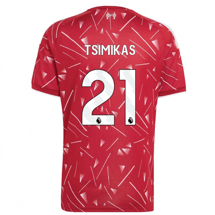 Danxen Dame Konstantinos Tsimikas #21 Hvit Rød Hjemmetrøye Drakt Trøye 2026/27 Skjorter T-Skjorte