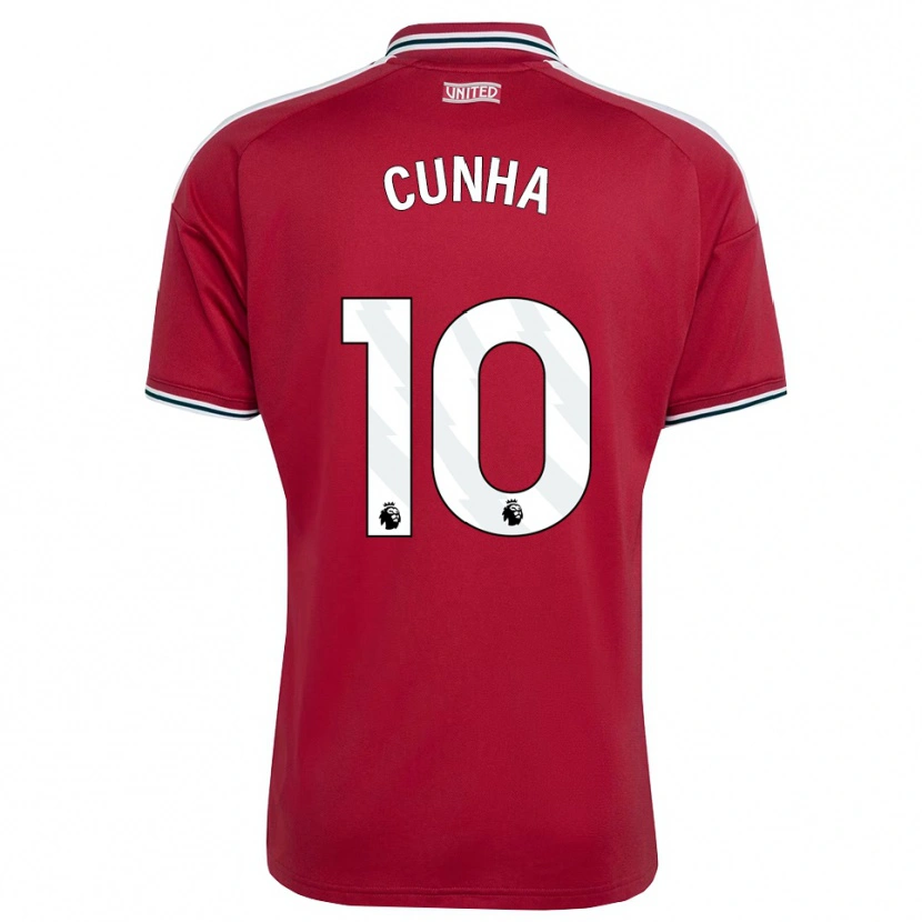 Danxen Dame Matheus Cunha #10 Rød Gul Hvit Hjemmetrøye Drakt Trøye 2026/27 Skjorter T-Skjorte