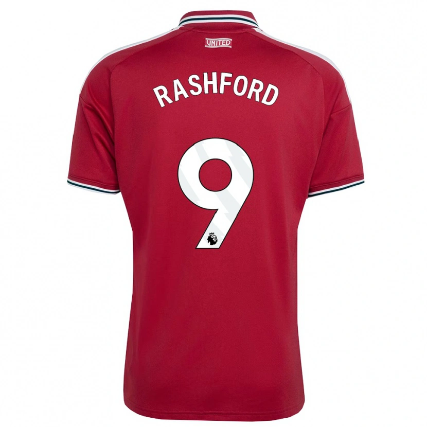 Danxen Dame Marcus Rashford #9 Rød Gul Hvit Hjemmetrøye Drakt Trøye 2026/27 Skjorter T-Skjorte