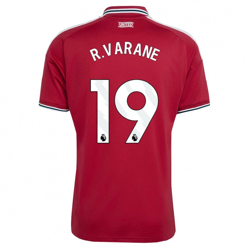 Danxen Dame Raphael Varane #19 Rød Gul Hvit Hjemmetrøye Drakt Trøye 2026/27 Skjorter T-Skjorte
