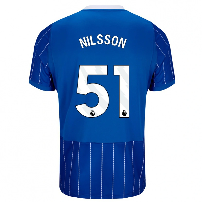 Danxen Dame Casper Nilsson #51 Mellomblå Hvit Hjemmetrøye Drakt Trøye 2026/27 Skjorter T-Skjorte