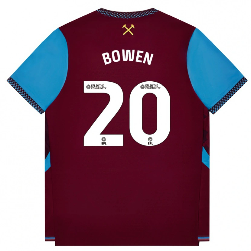 Danxen Dame Jarrod Bowen #20 Burgunder Blå Kornblomst Hjemmetrøye Drakt Trøye 2026/27 Skjorter T-Skjorte