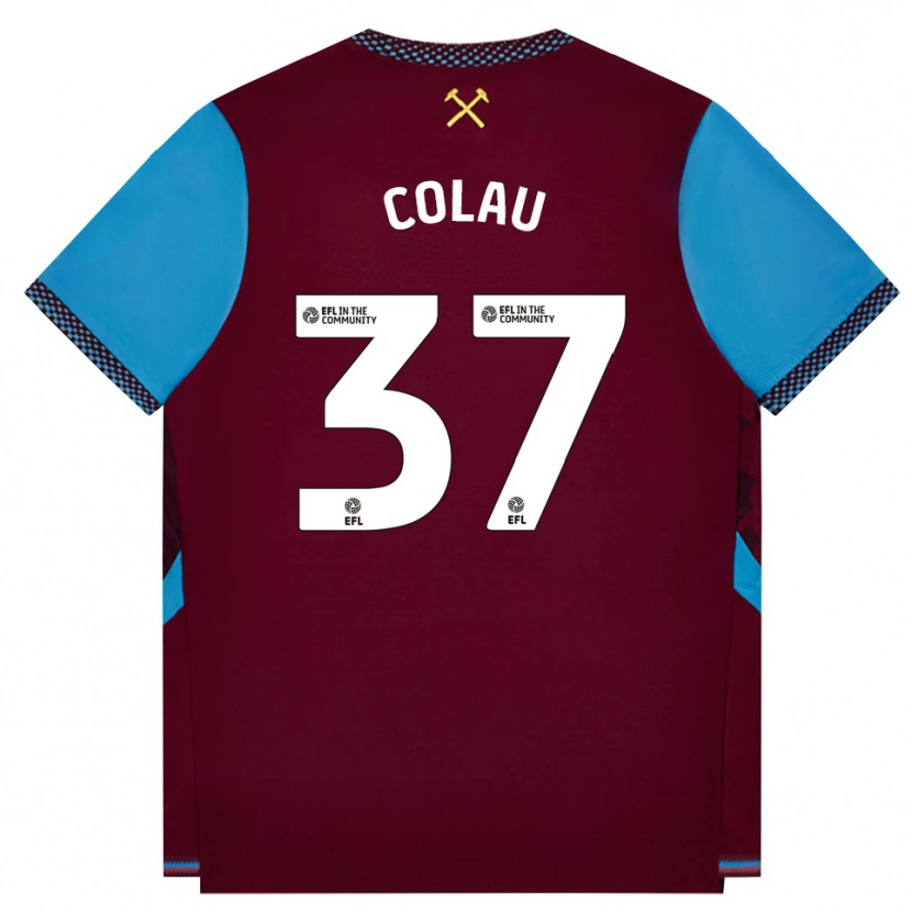 Danxen Dame Dimitri Colau #37 Burgunder Blå Kornblomst Hjemmetrøye Drakt Trøye 2026/27 Skjorter T-Skjorte