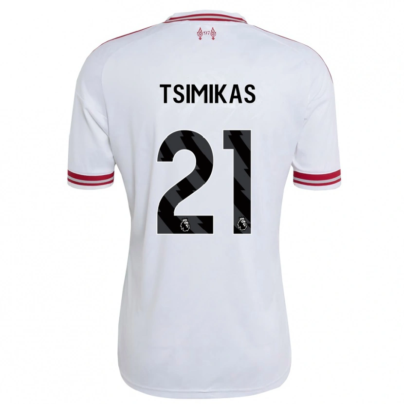 Danxen Dame Konstantinos Tsimikas #21 Rød Hvit Bortetrøye Drakt Trøye 2026/27 Skjorter T-Skjorte
