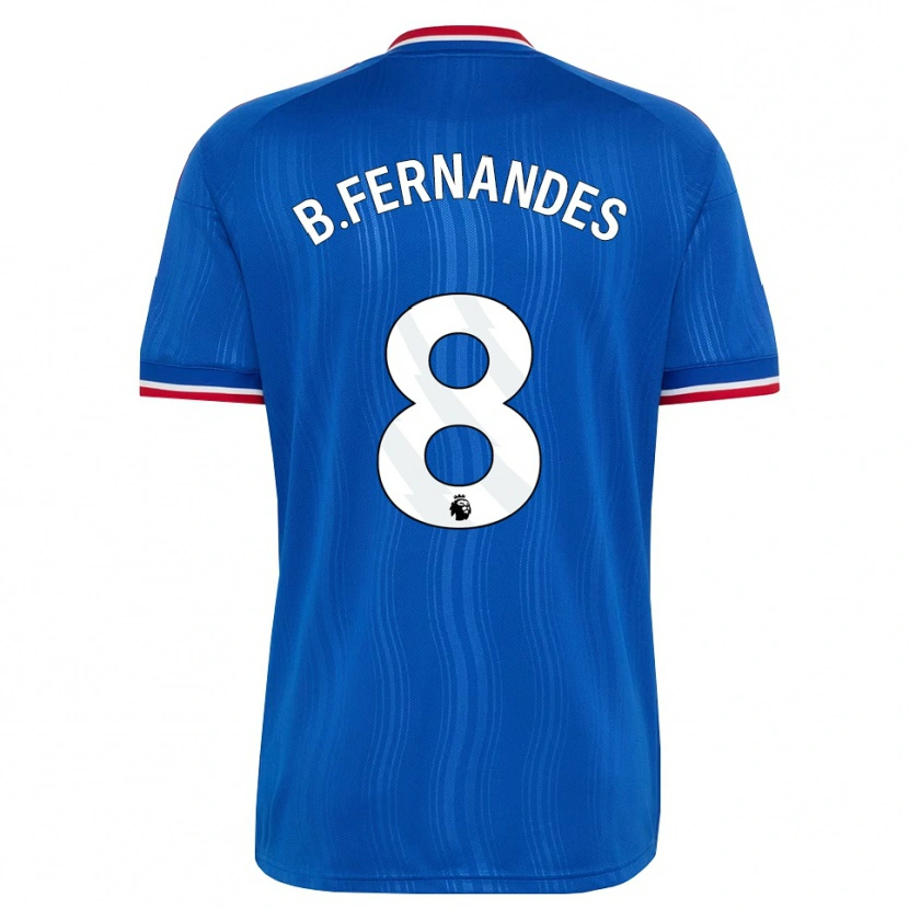Danxen Dame Bruno Fernandes #8 Blå Hvit Rød Bortetrøye Drakt Trøye 2026/27 Skjorter T-Skjorte