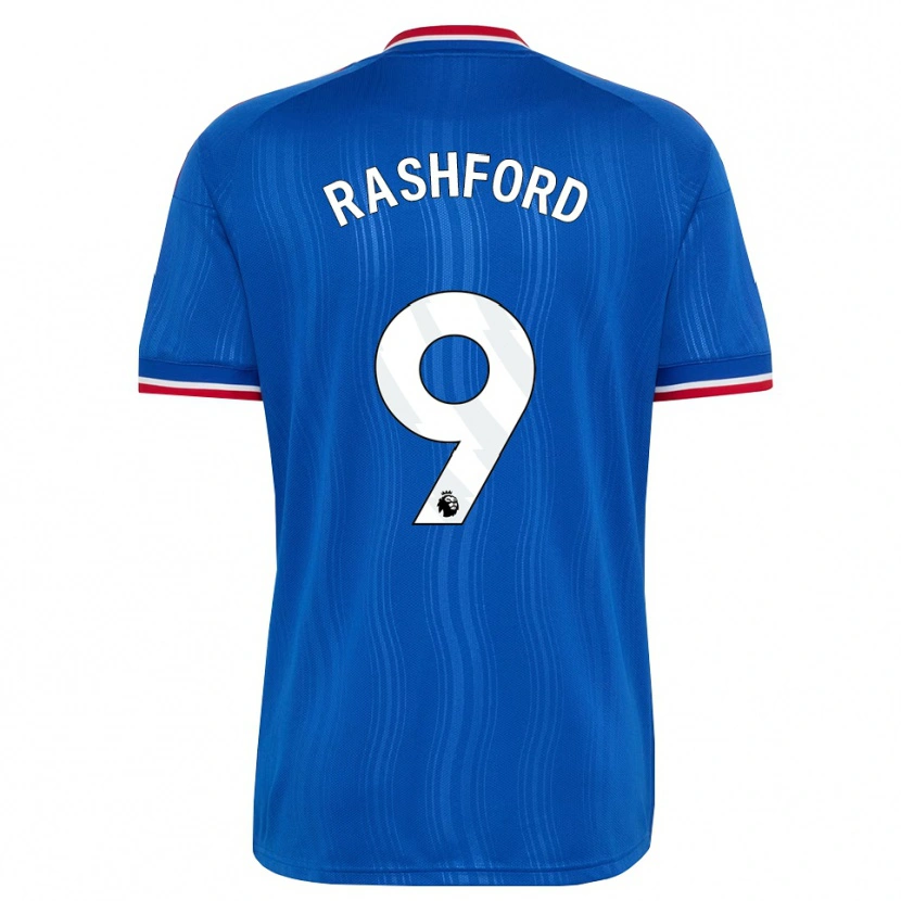 Danxen Dame Marcus Rashford #9 Blå Hvit Rød Bortetrøye Drakt Trøye 2026/27 Skjorter T-Skjorte