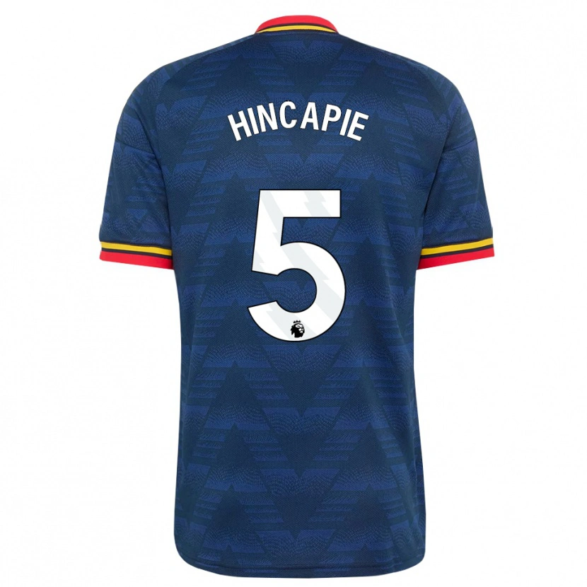 Danxen Dame Piero Hincapié #5 Midnattblå Gul Rød Bortetrøye Drakt Trøye 2026/27 Skjorter T-Skjorte