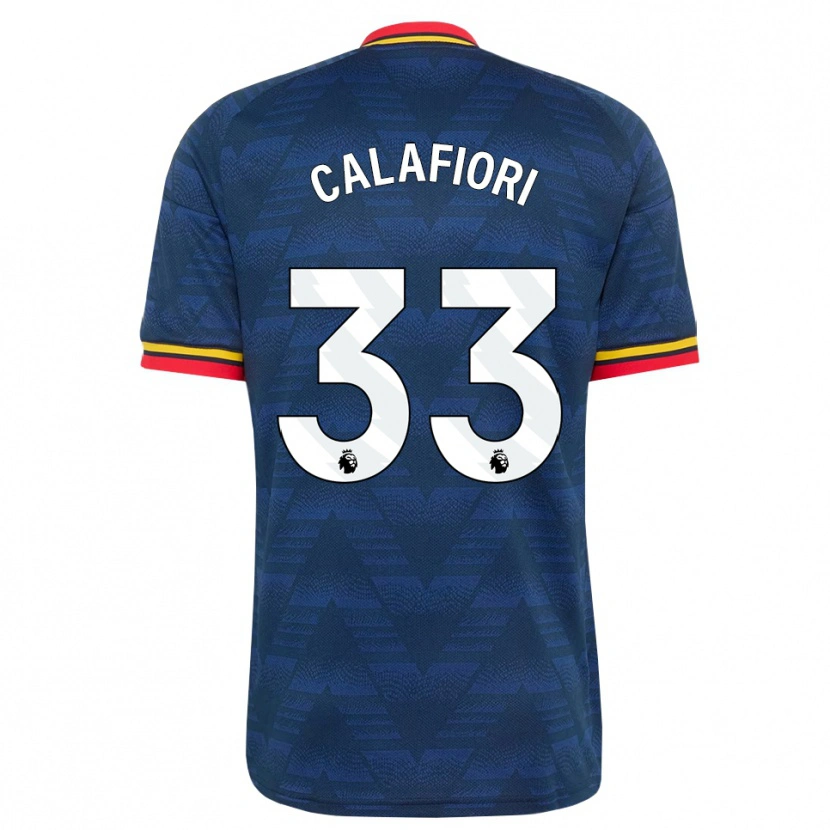 Danxen Dame Riccardo Calafiori #33 Midnattblå Gul Rød Bortetrøye Drakt Trøye 2026/27 Skjorter T-Skjorte