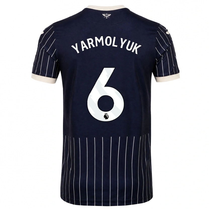 Danxen Dame Yegor Yarmolyuk #6 Svart Hvit Bortetrøye Drakt Trøye 2026/27 Skjorter T-Skjorte