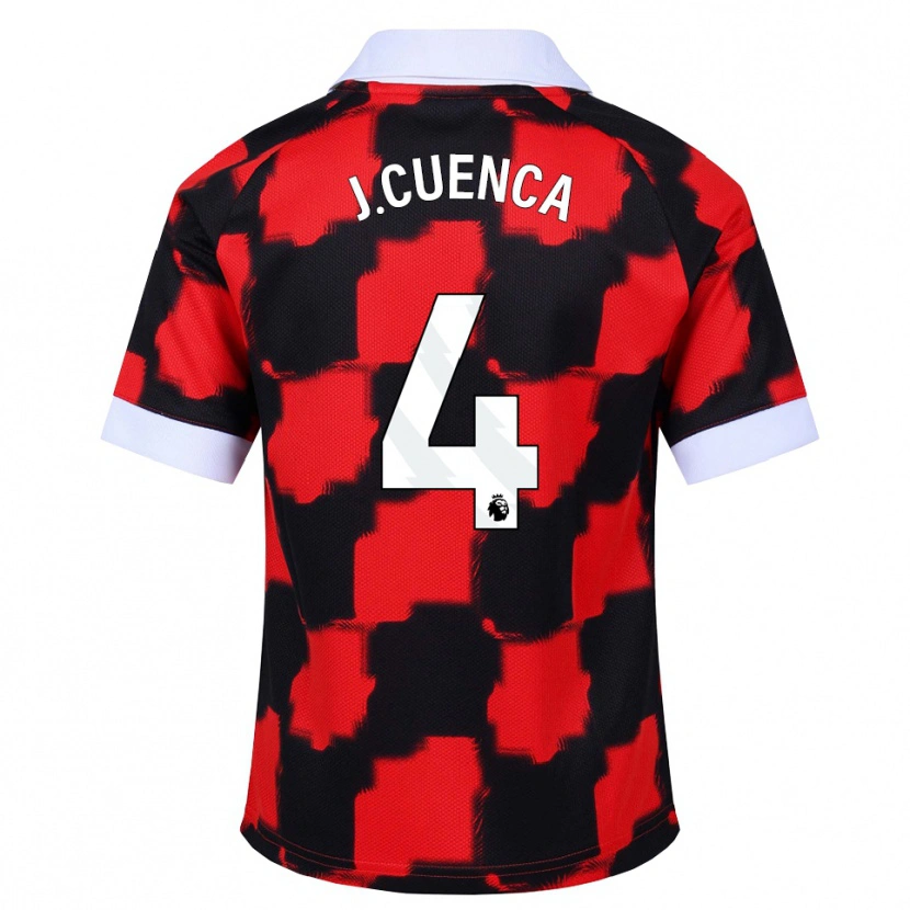 Danxen Dame Jorge Cuenca #4 Rød Hvit Svart Bortetrøye Drakt Trøye 2026/27 Skjorter T-Skjorte