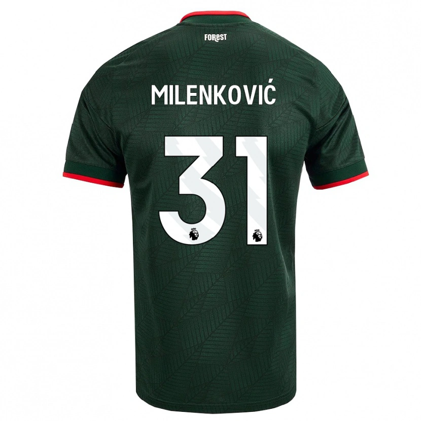 Danxen Dame Nikola Milenković #31 Mørk Grønn Rød Bortetrøye Drakt Trøye 2026/27 Skjorter T-Skjorte