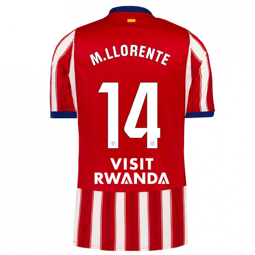 Danxen Barn Marcos Llorente #14 Kongelig Blå Rød Hvit Hjemmetrøye Drakt Trøye 2026/27 Skjorter T-Skjorte