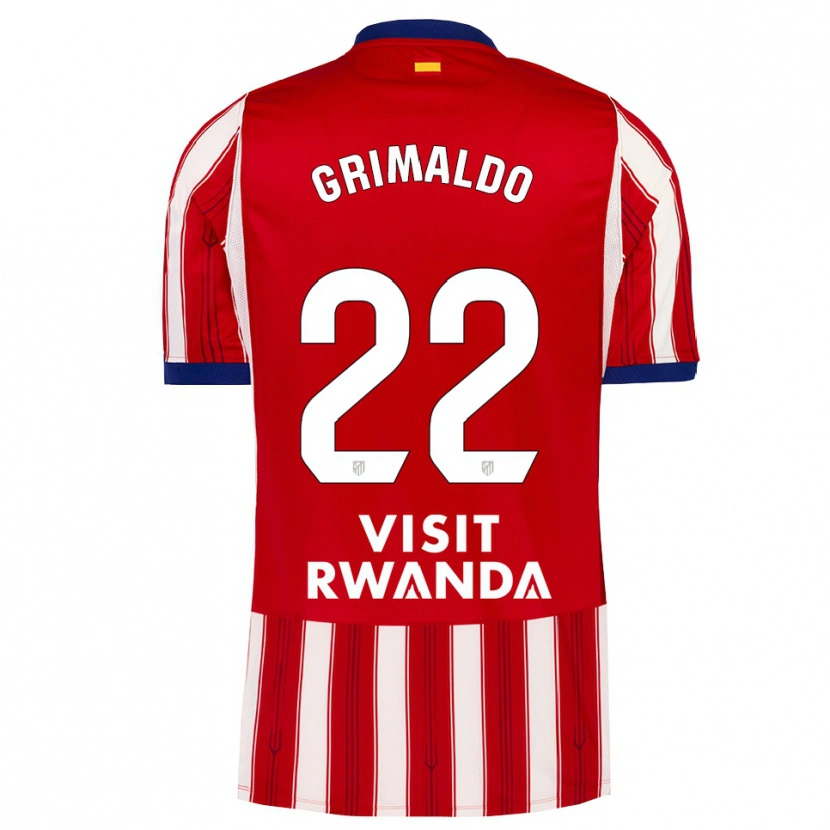 Danxen Barn Alejandro Grimaldo #22 Kongelig Blå Rød Hvit Hjemmetrøye Drakt Trøye 2026/27 Skjorter T-Skjorte