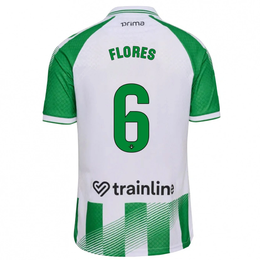 Danxen Barn Mateo Flores #6 Lys Grønn Svart Hvit Hjemmetrøye Drakt Trøye 2026/27 Skjorter T-Skjorte