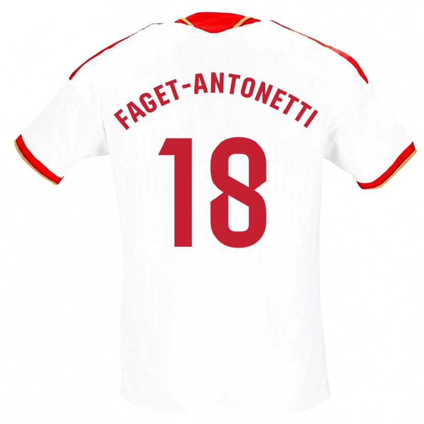 Danxen Barn Roméo Faget-Antonetti #18 Hvit Rød Hjemmetrøye Drakt Trøye 2026/27 Skjorter T-Skjorte