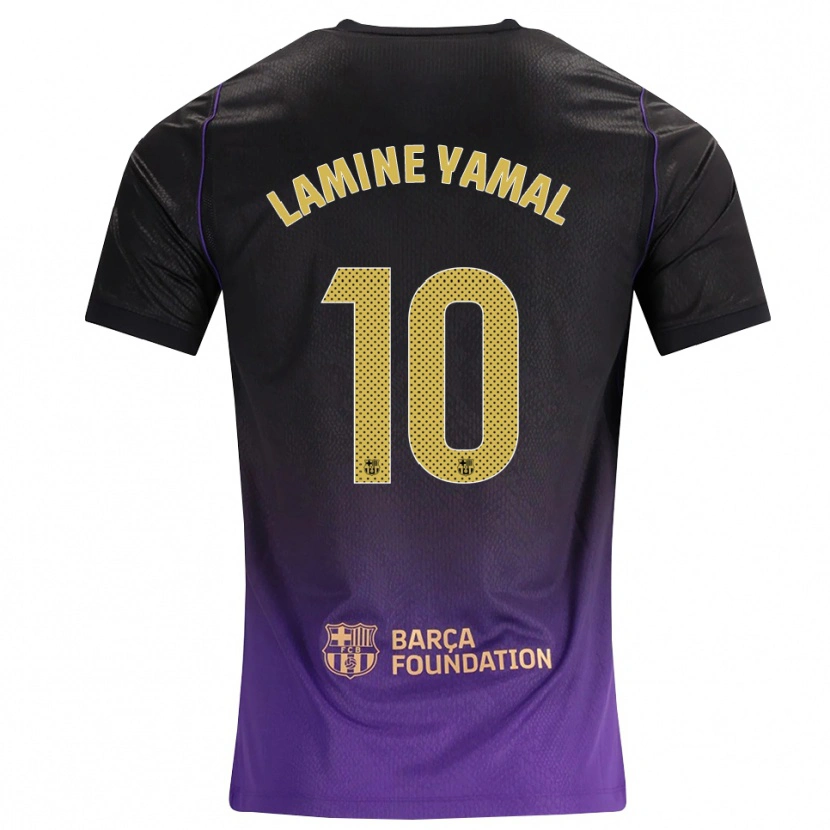 Danxen Barn Lamine Yamal #10 Lilla Gul Svart Bortetrøye Drakt Trøye 2026/27 Skjorter T-Skjorte