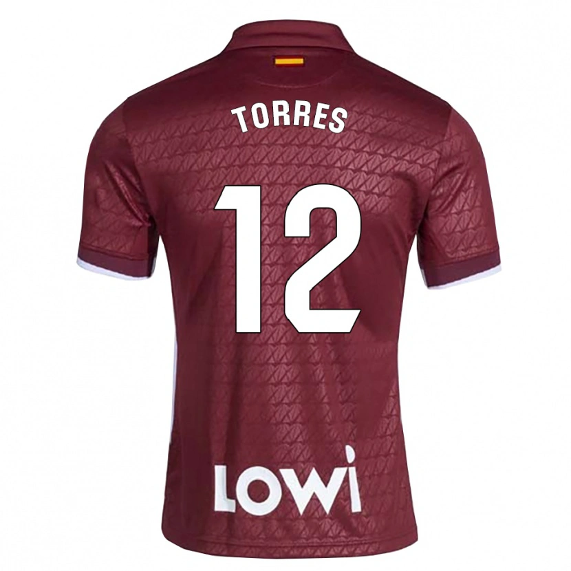 Danxen Barn Rubén Torres #12 Mørkerød Hvit Bortetrøye Drakt Trøye 2026/27 Skjorter T-Skjorte