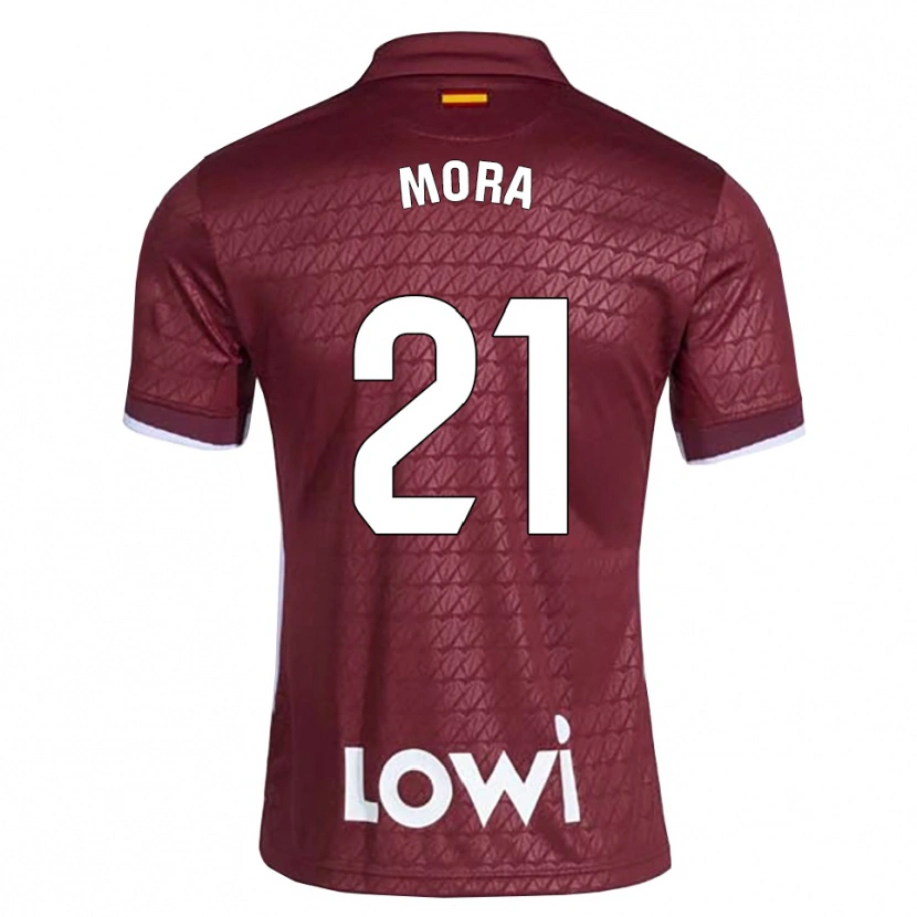 Danxen Barn Adrià Mora #21 Mørkerød Hvit Bortetrøye Drakt Trøye 2026/27 Skjorter T-Skjorte