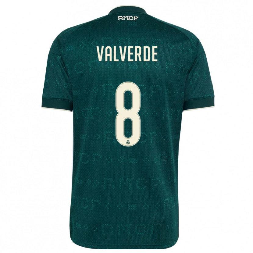 Danxen Barn Federico Valverde #8 Mørk Skifergrå Hvit Bortetrøye Drakt Trøye 2026/27 Skjorter T-Skjorte