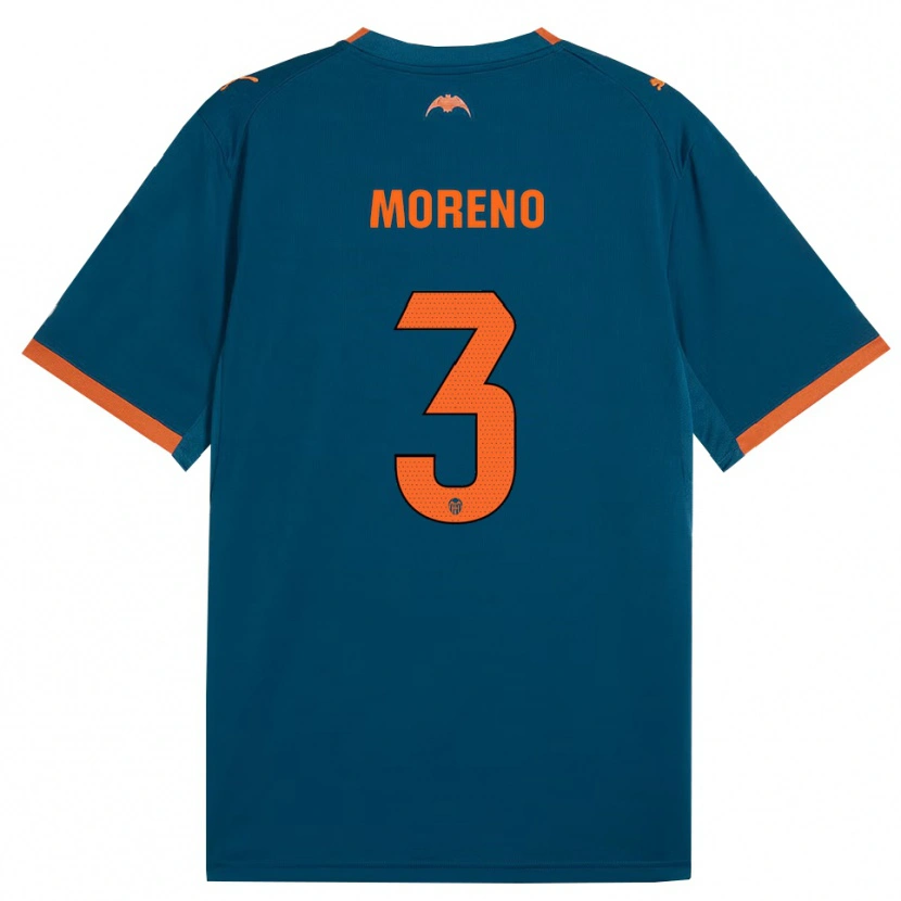 Danxen Barn Diego Moreno #3 Stålblå Oransje Bortetrøye Drakt Trøye 2026/27 Skjorter T-Skjorte