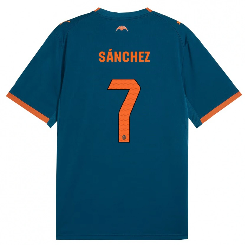 Danxen Barn Dani Sánchez #7 Stålblå Oransje Bortetrøye Drakt Trøye 2026/27 Skjorter T-Skjorte