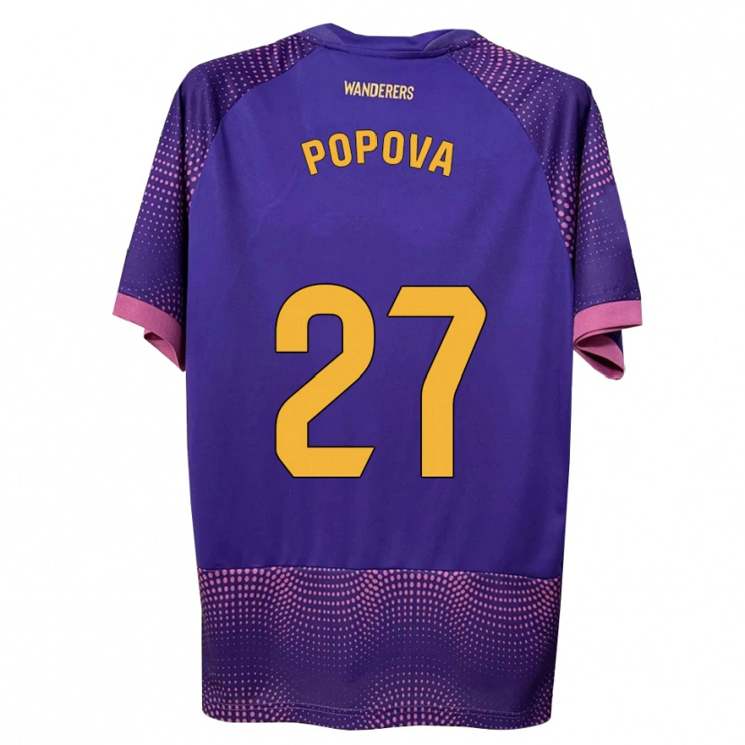 Danxen Barn Ángela Popova Fedorova #27 Lilla Hvit Rosa Bortetrøye Drakt Trøye 2026/27 Skjorter T-Skjorte