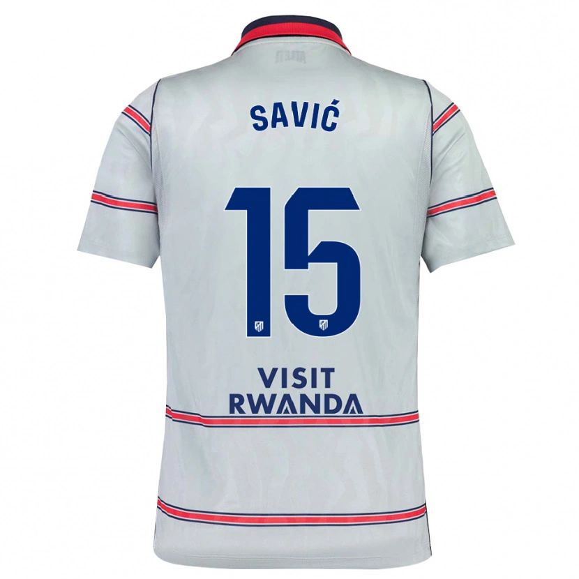 Danxen Barn Stefan Savic #15 Grå Rød Marineblå Tredje Sett Drakt Trøye 2026/27 Skjorter T-Skjorte