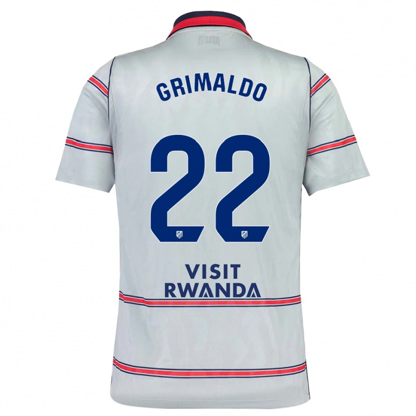 Danxen Barn Alejandro Grimaldo #22 Grå Rød Marineblå Tredje Sett Drakt Trøye 2026/27 Skjorter T-Skjorte