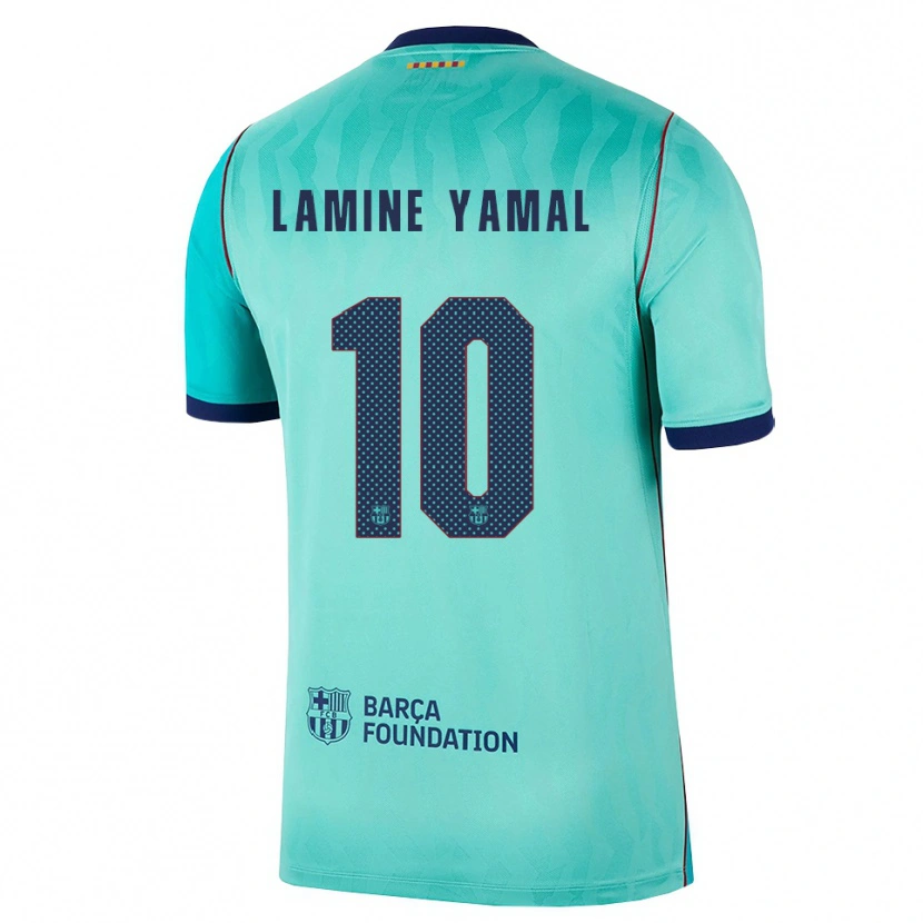 Danxen Barn Lamine Yamal #10 Aqua Mørk Turkis Kongelig Blå Tredje Sett Drakt Trøye 2026/27 Skjorter T-Skjorte