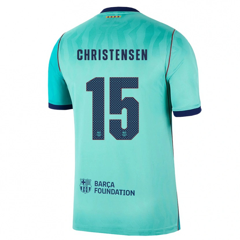 Danxen Barn Andreas Christensen #15 Aqua Mørk Turkis Kongelig Blå Tredje Sett Drakt Trøye 2026/27 Skjorter T-Skjorte