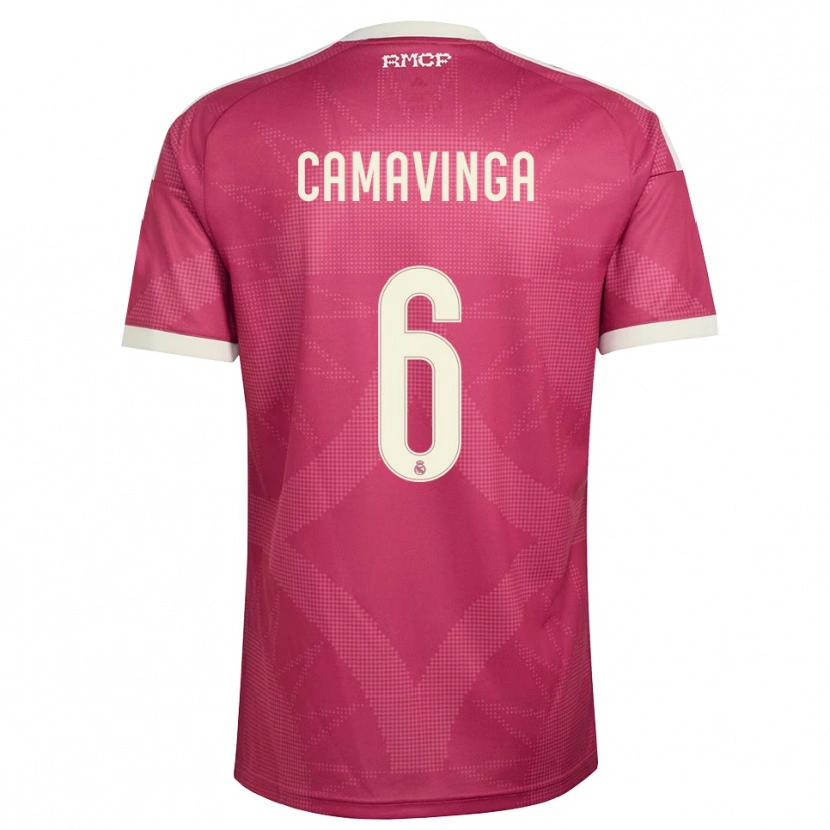 Danxen Barn Eduardo Camavinga #6 Blek Fiolettrød Hvit Tredje Sett Drakt Trøye 2026/27 Skjorter T-Skjorte