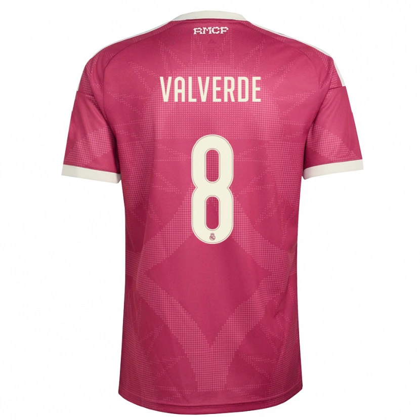 Danxen Barn Federico Valverde #8 Blek Fiolettrød Hvit Tredje Sett Drakt Trøye 2026/27 Skjorter T-Skjorte