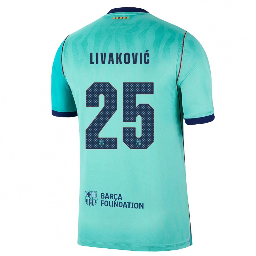 Danxen Barn Dominik Livakovic #25 Aqua Mørk Turkis Kongelig Blå Tredje Sett Drakt Trøye 2026/27 Skjorter T-Skjorte