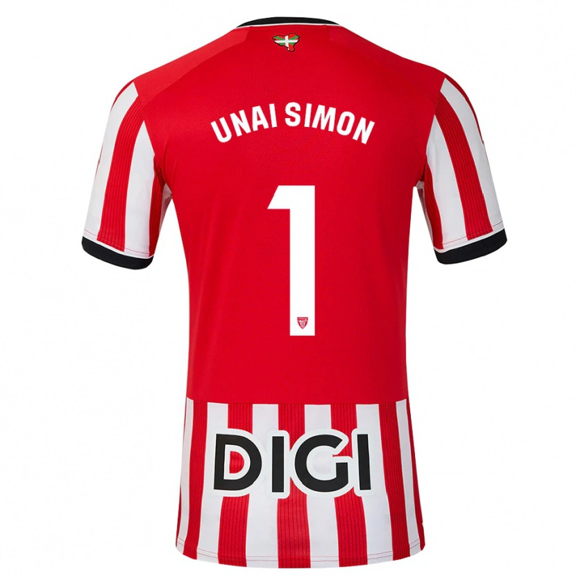 Danxen Mann Unai Simón #1 Rød Svart Hvit Hjemmetrøye Drakt Trøye 2026/27 Skjorter T-Skjorte