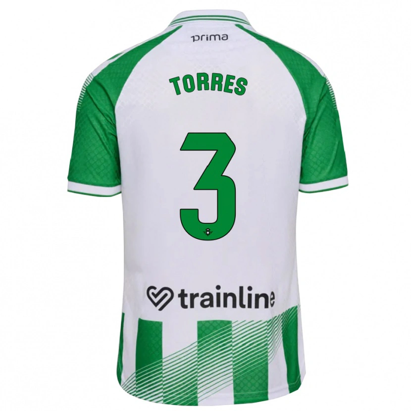 Danxen Mann Álex Torres #3 Lys Grønn Svart Hvit Hjemmetrøye Drakt Trøye 2026/27 Skjorter T-Skjorte