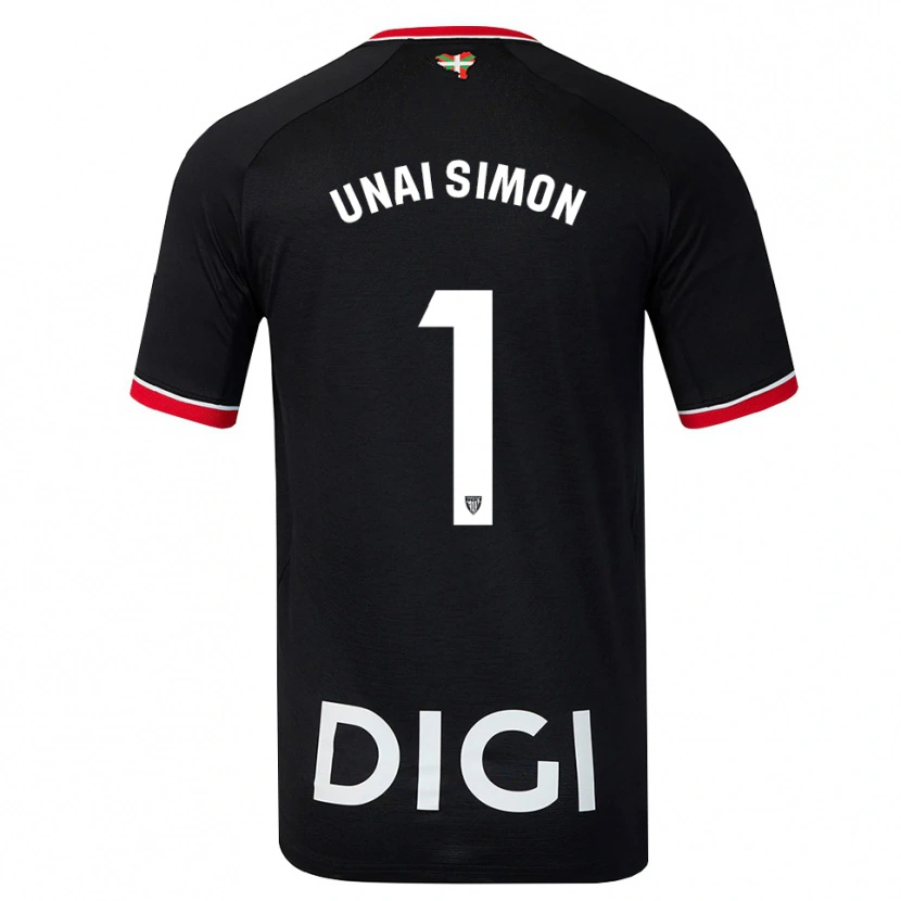 Danxen Mann Unai Simón #1 Svart Hvit Rød Bortetrøye Drakt Trøye 2026/27 Skjorter T-Skjorte