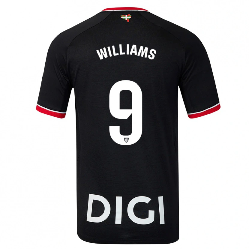 Danxen Mann Iñaki Williams #9 Svart Hvit Rød Bortetrøye Drakt Trøye 2026/27 Skjorter T-Skjorte