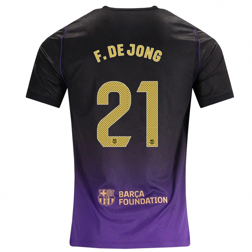 Danxen Mann Frenkie De Jong #21 Lilla Gul Svart Bortetrøye Drakt Trøye 2026/27 Skjorter T-Skjorte