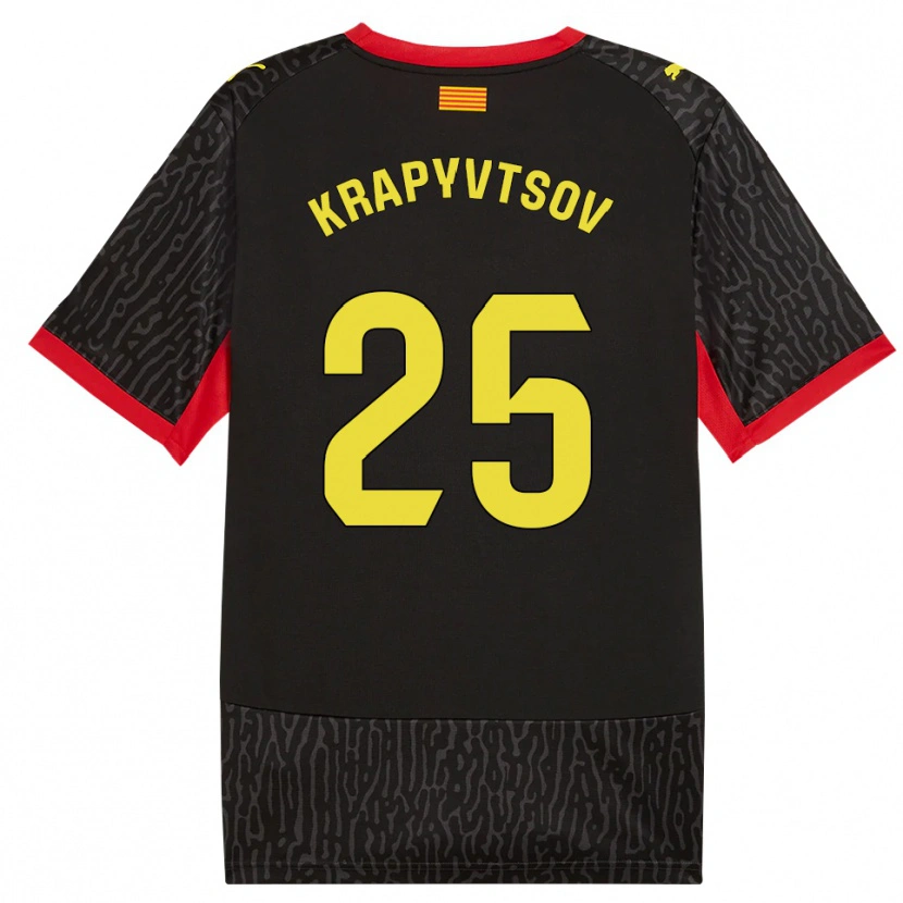 Danxen Mann Vladyslav Krapyvtsov #25 Svart Gul Rød Bortetrøye Drakt Trøye 2026/27 Skjorter T-Skjorte