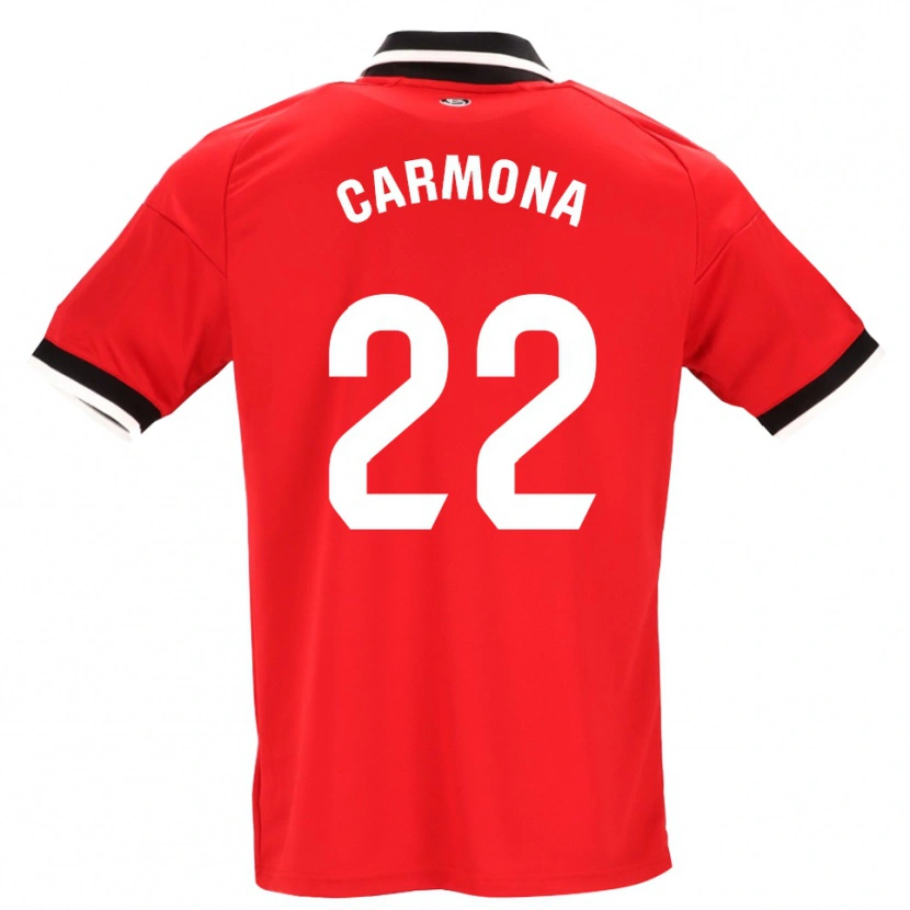 Danxen Mann José Ángel Carmona #22 Svart Hvit Rød Bortetrøye Drakt Trøye 2026/27 Skjorter T-Skjorte
