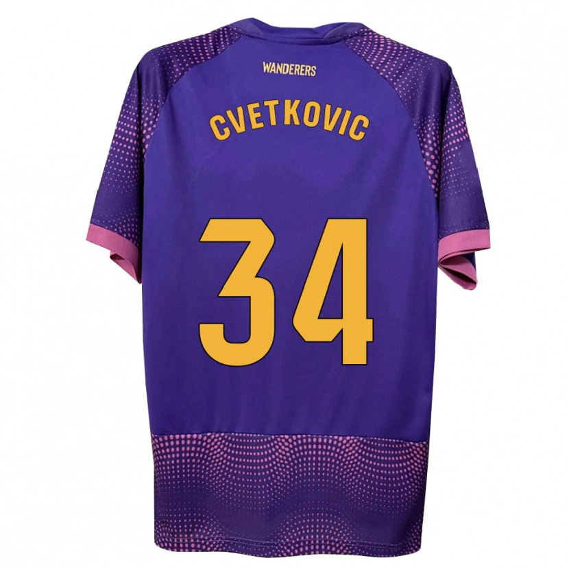 Danxen Mann Novak Cvetkovic #34 Lilla Hvit Rosa Bortetrøye Drakt Trøye 2026/27 Skjorter T-Skjorte