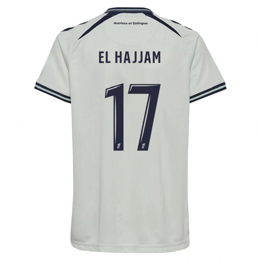 Danxen Mann Oualid El Hajjam #17 Midnattblå Hvit Bortetrøye Drakt Trøye 2026/27 Skjorter T-Skjorte
