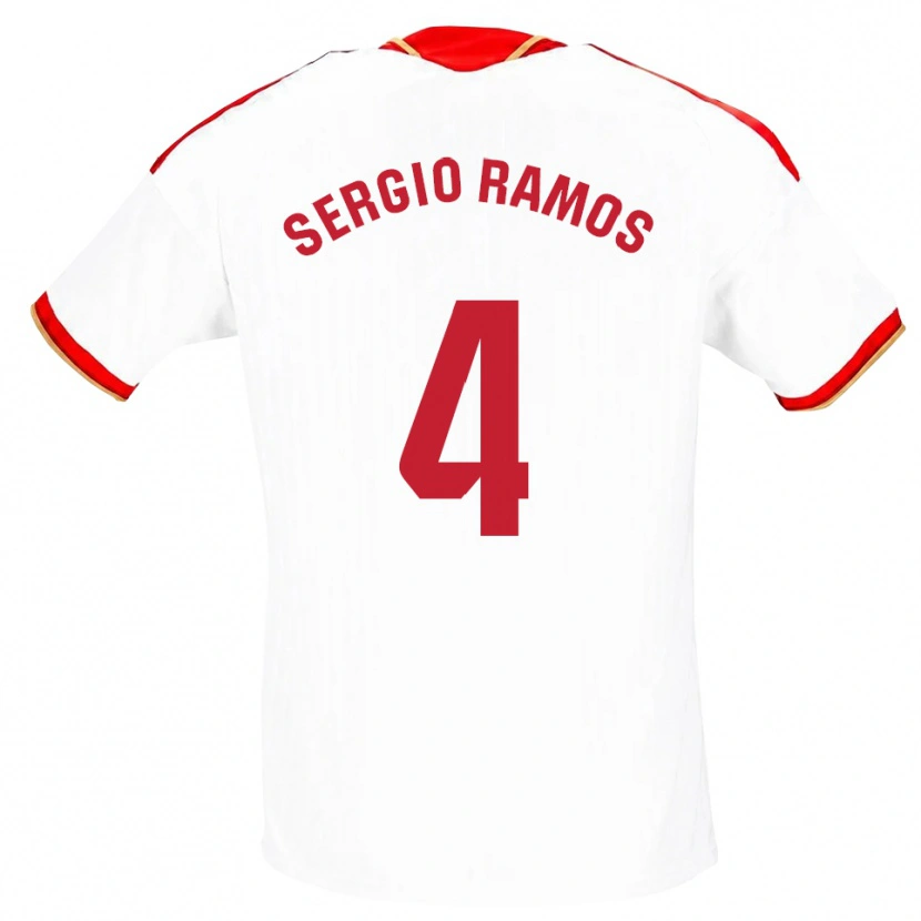 Danxen Dame Sergio Ramos #4 Hvit Rød Hjemmetrøye Drakt Trøye 2026/27 Skjorter T-Skjorte