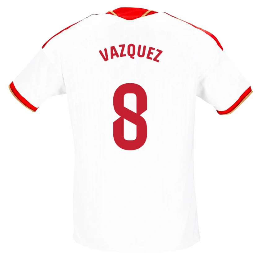 Danxen Dame Manolo Vazquez #8 Hvit Rød Hjemmetrøye Drakt Trøye 2026/27 Skjorter T-Skjorte